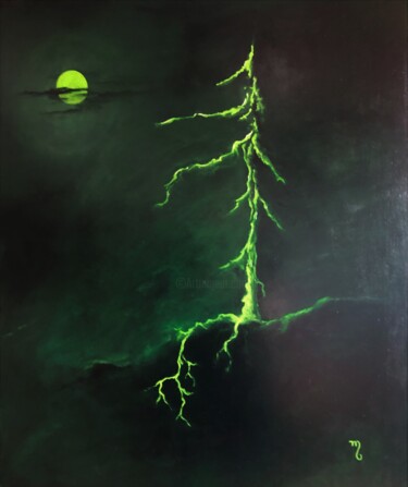 Картина под названием "vert tige" - Maryse Billaud, Подлинное произведение искусства, Акрил