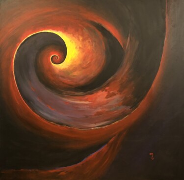 Painting titled "Spirale de Fibonacci" by Maryse Billaud, Original Artwork, Acrylic Mounted on Wood Stretcher frame