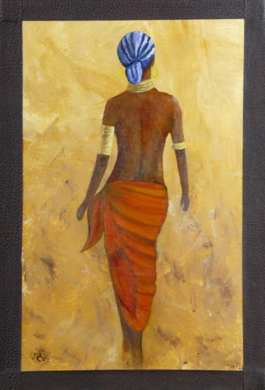 Painting titled "Africaine" by Maryse Chauvin, Original Artwork, Oil