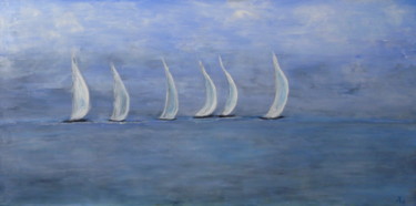 Painting titled "Régate" by Maryse Chauvin, Original Artwork, Oil