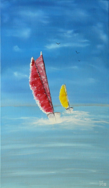 Painting titled "Grand'Voiles" by Maryse Chauvin, Original Artwork, Oil