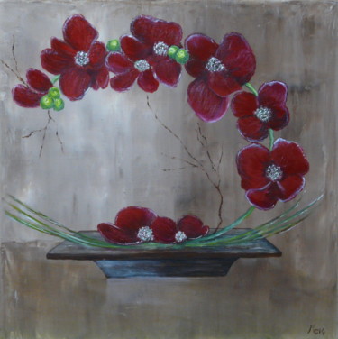 Pintura titulada "Bouquet d'Orchidées" por Maryse Chauvin, Obra de arte original, Oleo