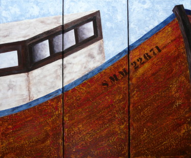 Pintura titulada "Navire au long cours" por Maryse Chauvin, Obra de arte original, Oleo