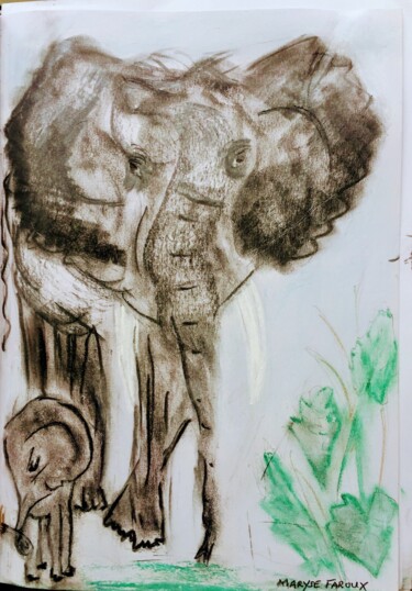Картина под названием "Bellum Africum" - Maryse Faroux, Подлинное произведение искусства, Пастель