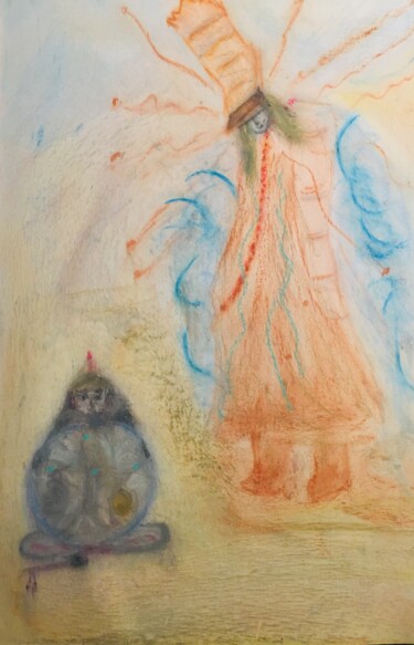 Рисунок под названием "Le Shaman" - Maryse Faroux, Подлинное произведение искусства, Пастель