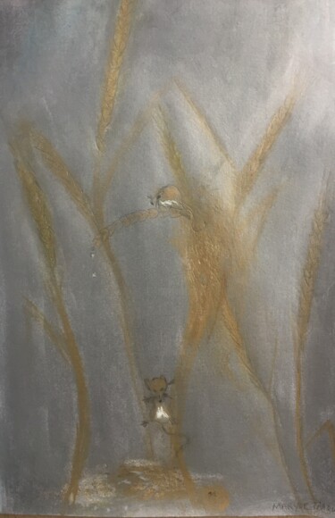 Peinture intitulée "Mes Muses dans l'or…" par Maryse Faroux, Œuvre d'art originale, Pastel
