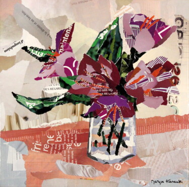Collages getiteld "bouquet-violet" door Maryse Konecki, Origineel Kunstwerk, Collages