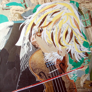 Collages intitulée "Violoniste" par Maryse Konecki, Œuvre d'art originale, Collages