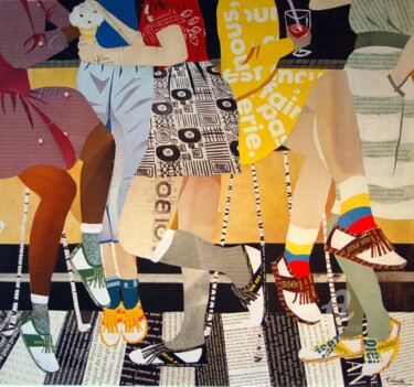 Collages titulada "Ados" por Maryse Konecki, Obra de arte original, Collages