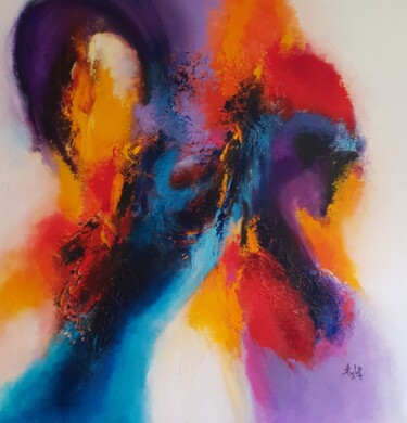 Картина под названием "Coeur de dragon" - Maryse Kriloff, Подлинное произведение искусства, Акрил Установлен на Деревянная р…