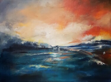 Картина под названием "L'océan est un espa…" - Maryse Kriloff, Подлинное произведение искусства, Акрил Установлен на Деревян…