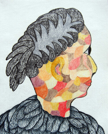 L'Aztèque Peinture intitulée "L'Aztèque" par Maryse Le Moing, Œuvre d'art originale, Pastel