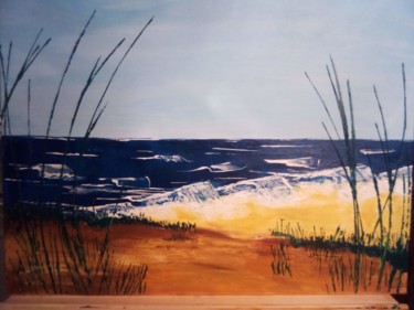Peinture intitulée "Un bord de mer" par Maryse Montebran, Œuvre d'art originale, Huile Monté sur Panneau de bois