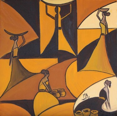 Peinture intitulée "Balinaises aux cham…" par Maryse Naudon, Œuvre d'art originale