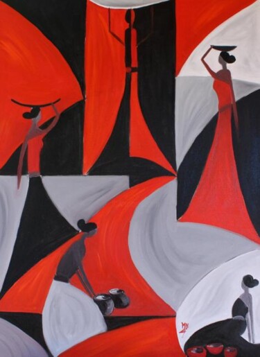 Peinture intitulée "Balinaises" par Maryse Naudon, Œuvre d'art originale