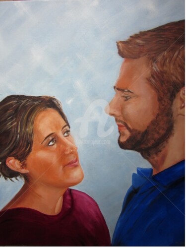 Painting titled "Complicité amoureuse" by Maryse Pattyn, Original Artwork, Pastel