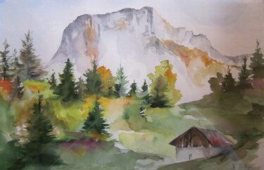 Painting titled "Le Granier" by Maryse Pattyn, Original Artwork, Watercolor