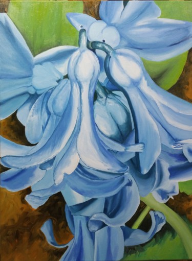 Painting titled "Encore un peu fleur…" by Maryse Curinier-Rochette, Original Artwork, Oil Mounted on Wood Stretcher frame