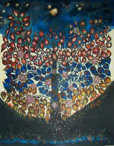 Peinture intitulée "Arbre de Vie de Sér…" par Maryse Curinier-Rochette, Œuvre d'art originale, Huile