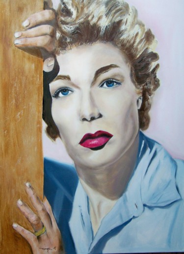 Painting titled "Madame Catherine Al…" by Maryse Curinier-Rochette, Original Artwork, Oil Mounted on Wood Stretcher frame