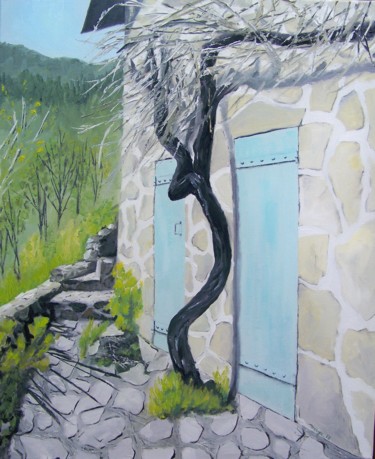 Peinture intitulée "Maison close (en Ar…" par Maryse Curinier-Rochette, Œuvre d'art originale, Huile Monté sur Châssis en bo…