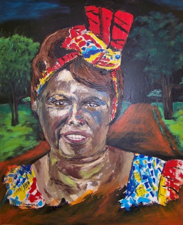 Malerei mit dem Titel "Wangari Maathaï" von Maryse Curinier-Rochette, Original-Kunstwerk, Acryl