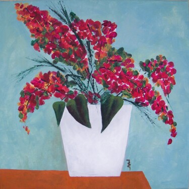 Peinture intitulée "Fleurs multicolores…" par Maryse Curinier-Rochette, Œuvre d'art originale, Acrylique Monté sur Châssis e…