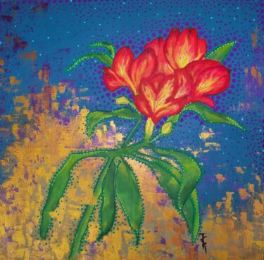 Malarstwo zatytułowany „Le Lys rose” autorstwa Maryse Curinier-Rochette, Oryginalna praca, Akryl