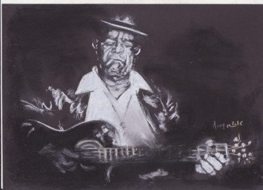 Dessin intitulée "Le vieux bluesman à…" par Maryse, Œuvre d'art originale