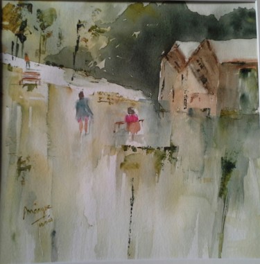Painting titled "Balade" by Maryse Tisnés, Original Artwork, Watercolor