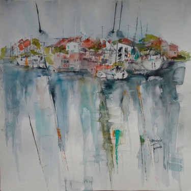 Malerei mit dem Titel "Marine  Bassin d Ar…" von Maryse Tisnés, Original-Kunstwerk, Aquarell