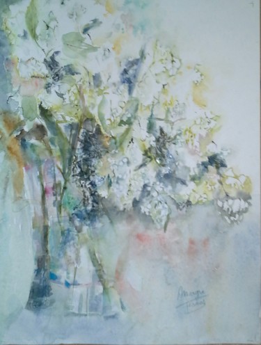 Painting titled "Lilas" by Maryse Tisnés, Original Artwork, Watercolor