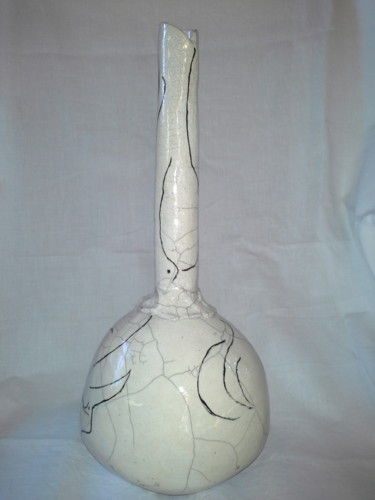 Artisanat intitulée "Vase col de cygne" par Maryse Tisnés, Œuvre d'art originale