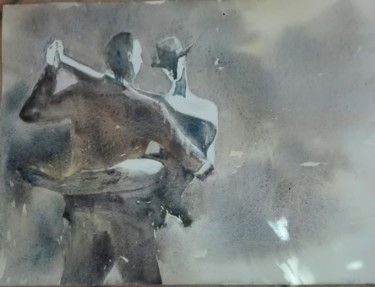 Painting titled "Tango Argentin" by Maryse Tisnés, Original Artwork, Watercolor
