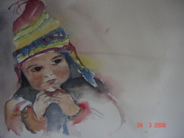 Painting titled "ENFANCE COLOREE" by Maryse Tisnés, Original Artwork, Oil