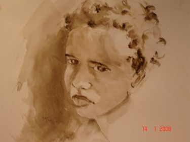 Painting titled "L'ENFANT TRISTE" by Maryse Tisnés, Original Artwork, Oil