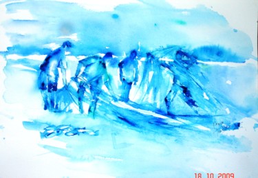 Peinture intitulée "Blue chrome" par Maryse Tisnés, Œuvre d'art originale