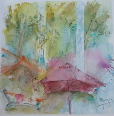 Painting titled "Été en Lubéron" by Maryse Tisnés, Original Artwork, Watercolor