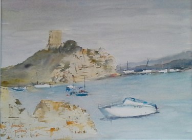 Peinture intitulée "Vue de Corse" par Maryse Tisnés, Œuvre d'art originale, Aquarelle