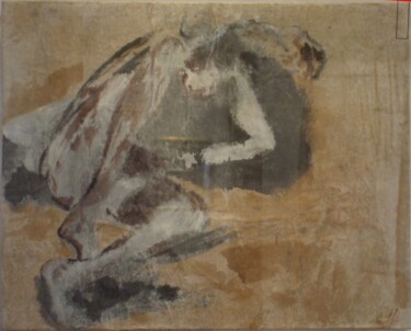 Peinture intitulée "nu allongé" par Maryvonne Deligny (MLD), Œuvre d'art originale, Encre