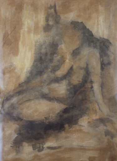 Desenho intitulada "en pose" por Maryvonne Deligny (MLD), Obras de arte originais, Tinta Montado em Cartão