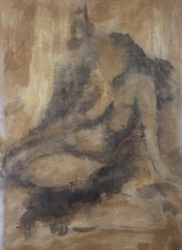 Drawing titled "en pose" by Maryvonne Deligny (MLD), Original Artwork, Ink Mounted on Cardboard