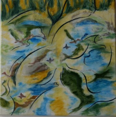 Painting titled "source de vie" by Maryvonne Deligny (MLD), Original Artwork, Acrylic Mounted on Wood Stretcher frame