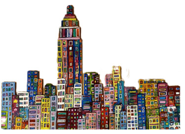 Peinture intitulée "Buildings" par Marzel, Œuvre d'art originale, Acrylique