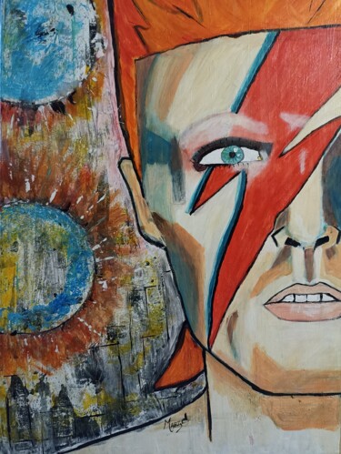 Painting titled "Bowie" by Marzel, Original Artwork, Acrylic