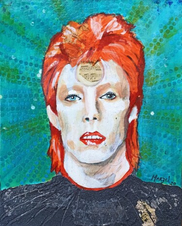 Schilderij getiteld "Ziggy Stardust" door Marzel, Origineel Kunstwerk, Acryl
