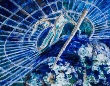 Malerei mit dem Titel "Wodnik (Aquarius)" von Marzena Libura-Michniewicz, Original-Kunstwerk, Acryl Auf Keilrahmen aus Holz…