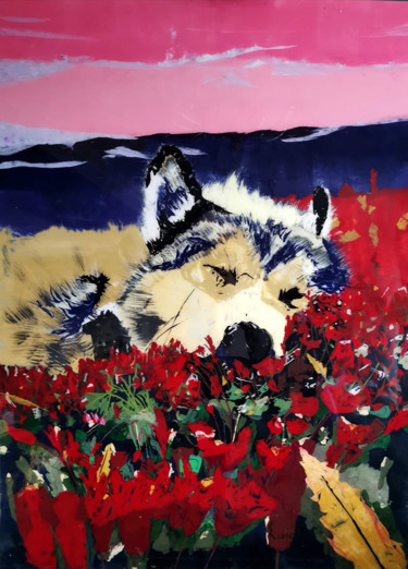 Peinture intitulée "Wolf" par Marzena Ewiak, Œuvre d'art originale, Acrylique