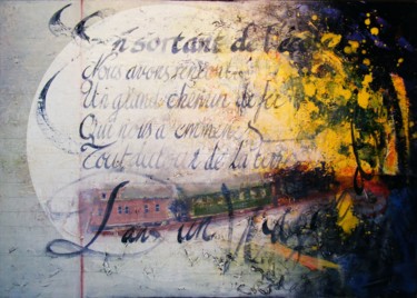Malerei mit dem Titel "En sortant de l'éco…" von Xavier Marze, Original-Kunstwerk, Öl