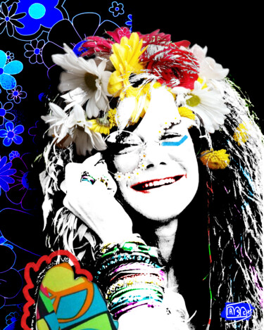 Digitale Kunst getiteld "Janis Joplin 1 - Se…" door Marzia Schenetti, Origineel Kunstwerk, Digitaal Schilderwerk